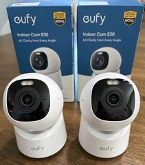 eufy Indoor Cam E30 4K Wi-Fi Pan-Tilt Night Vision w/ 2-Pack w/128GB microSD