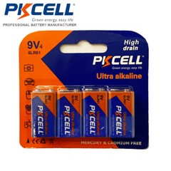 9Volt Batteries EN22 PP3 9V 6LR61 1604A Alkaline for smoke detector Count 4pcs