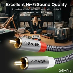 GEARit RCA Cable (1FT) 2RCA Male to 2RCA Male Stereo Audio Cables Shielded Braid