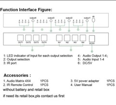 Audio Matrix 4×4 Switch Splitter SPDIF TOSLINK Digital Optical Audio 4 In 4 Out