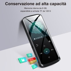 RUIZU 8GB Bluetooth Mp3 Player HiFi Lossless Built-in Speaker FM, to 128GB Black