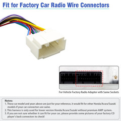 20Pin Aftermarket Radio Wiring Harness Adapter Compatible with Honda Suzuki Acur