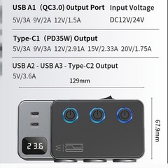 1to8 Multi Socket Car Cigarette Lighter Splitter USB Charger Adapter PD QC 120W