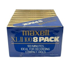 Maxell High Bias XLII 100 Minute Blank Audio Cassettes Box of 8 New Sealed NOS