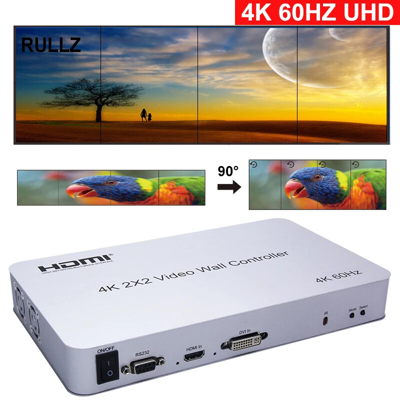 4K 60hz 3×1 1×2 1×4 2×2 HDMI Video Wall Controller Vertical Screen 4 TV Splicer