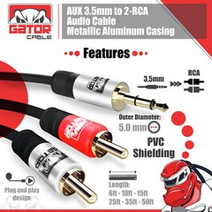 AUX Auxiliary 3.5mm Audio Male to 2 RCA Y Male Stereo Cable Cord Wire Plug