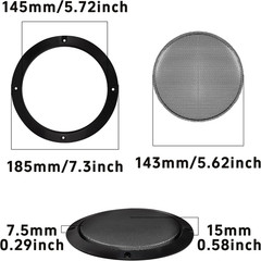 2PCS 6.5” Black Speaker Grill Covers, round Metal Mesh Guard Protectors