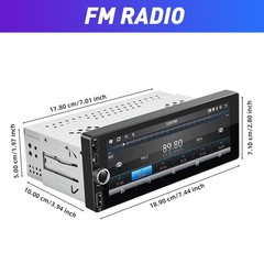 Single 1 Din Car Stereo Wireless CarPlay 6.8″ Touchscreen Bluetooth Radio FM USB