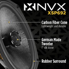 NVX XSP652 X-Series 900W 6″ x 9″ 2-Way Car Audio Coaxial Speakers