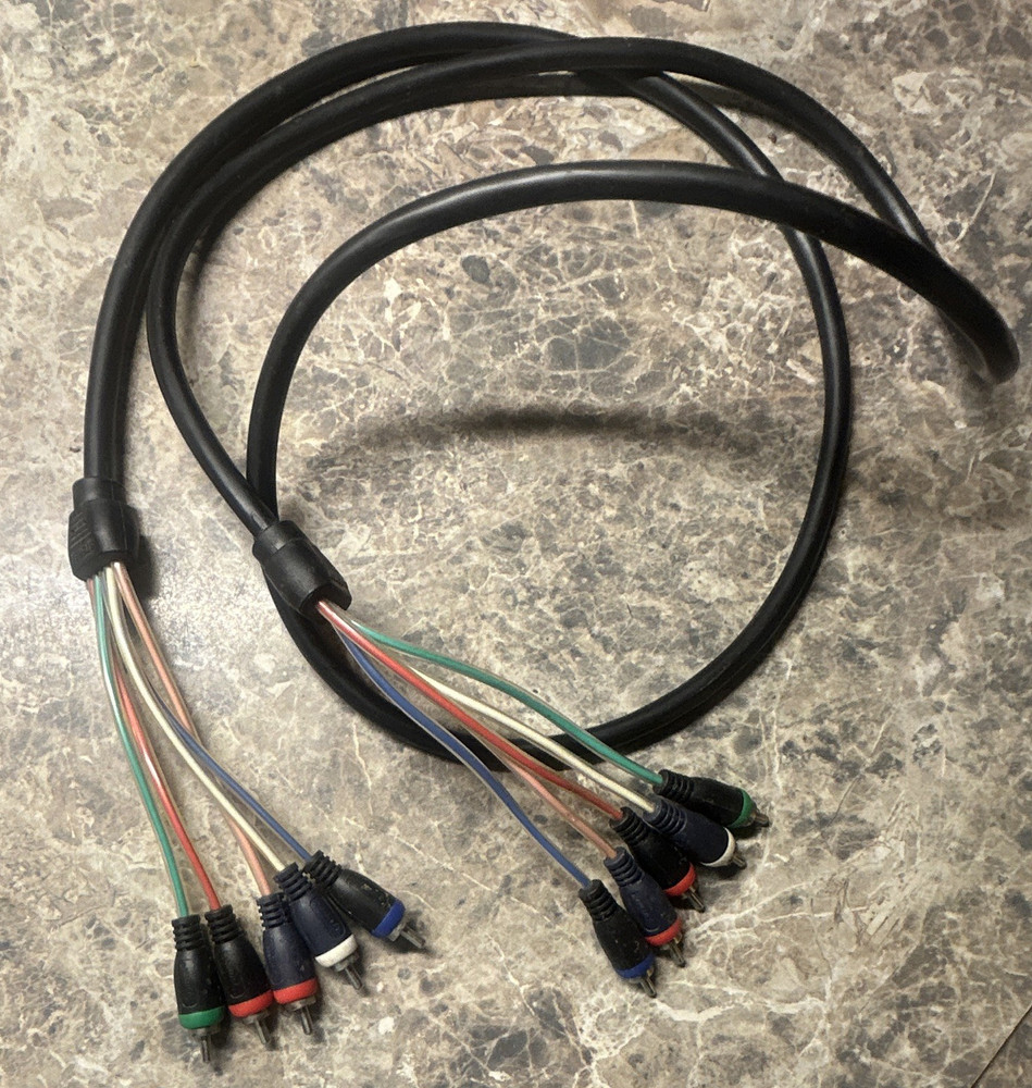 Component RCA Male to Male Round Cable 1:1 Black Red Green Blue White 10ft