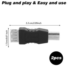 2 Pcs 2.0 A Female to USB B Male Printer Converter – USB A to B Adapter – AF/…