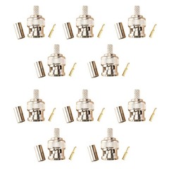 BNC 50 Ohm Crimp Connectors 10 Pack Male Plug Fit RG58 RG58A/U Cable Ferrule