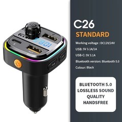 Bluetooth 5.0 Car Wireless FM Transmitter Adapter USB PD Charger AUX Hands LOT