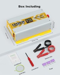 1200W Pure Sine Wave Power Inverter 12V DC to 120V AC for RV, Boat & Off-Grid