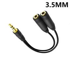 3.5mm AUX Audio Mic Splitter 1 Male to 2 Female Gold Plated Headphone Cable
