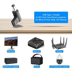 2PCS USB C Female to DC Male 5.5 x 2.1 mm Adapter 90 Degree Angled USB C to D…