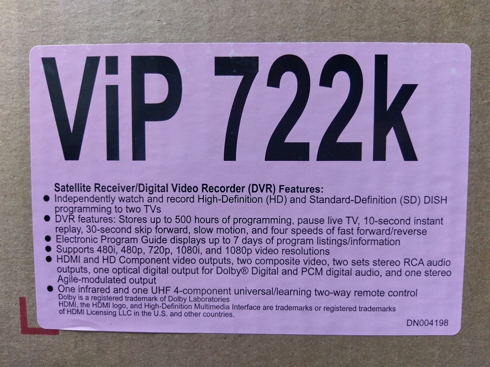 Factory Re-manufactured VIP 722K Dual Tuner HD DVR Dish Network