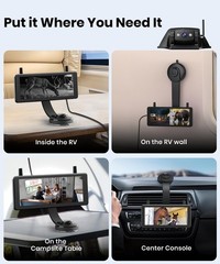 AUTO-VOX Wireless RV Rear &Side Cameras &7.2″ DVR Triple Split Monitor & Bracket