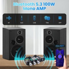 Bluetooth 5.3 Mono Amplifier Board 100W TWS USB AUX BT DC 9-24V DIY Speaker Mini