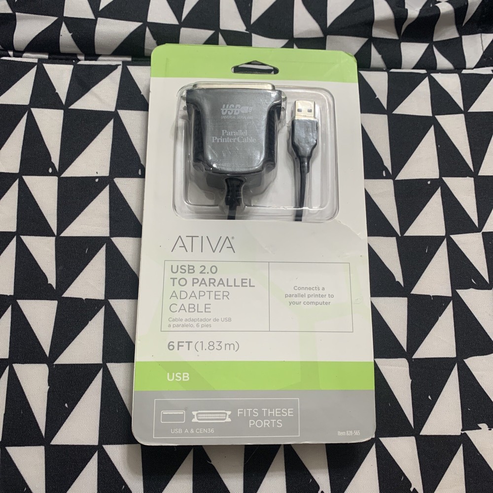 Ativa 6FT USB 2.0 To Parallel Adapter Printer Cable, 6′ 828-565 – NEW in box
