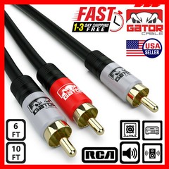 2 RCA to 1 RCA Male Subwoofer Audio Splitter Y Cable Stereo Bass Bi-Direction