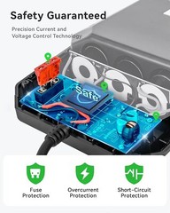 Cigarette Lighter Splitter, 120W Car Charger Adapter with USB & PD, 7 in 1 Multi