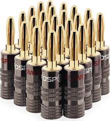 Fospower Banana Plugs 12 Pairs / 24 Pcs, Closed Screw 24K Gold Plated Speaker Pl