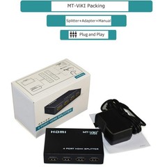 MT-ViKI HDMI Splitter 1 in 4 Out, 4K 30Hz Powered 1×4 4K30, black