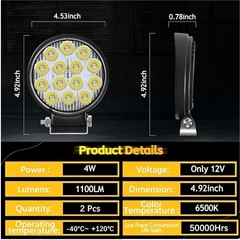 2 x 4.5” Round LED Work Light Bar Flood Spot Pods Offroad Fog Driving ATV Truck