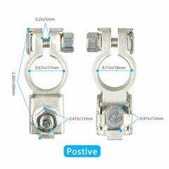 Universal 2 Car Battery Terminal Connector Top Post Positive Negative Heavy Duty