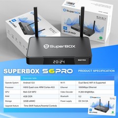 SuperBox S6 PRO Fully Loaded,2025 Newest Pack,4G+64G Powerful Smart Box