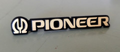 vtg PIONEER Receiver Component Badge Logo Decal PLASTIC / METAL studded Emblem