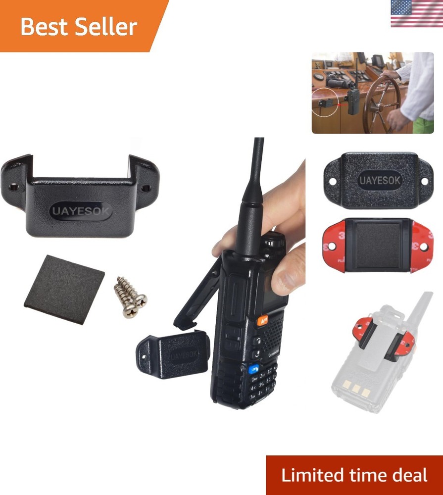 Sturdy Compact Handheld Radio Holder for Walkie Talkies – Adhesive & Screw Mount