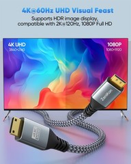4K Mini HDMI to Mini HDMI Cable 3.3FT, HDMI Mini Cable 4K60Hz, 2K120Hz, 1080P…