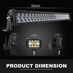 5D 52″ Curved 300W LED Light Bar with 32″ Straight 180W Bar & 4X 4″ Pods Kit