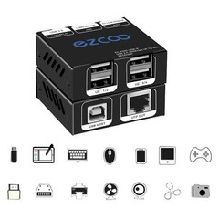 USB Extender 165ft 50m 4-Port USB2.0 HUB by Cat5e Cat6 -Two Webcam Work Sync,…