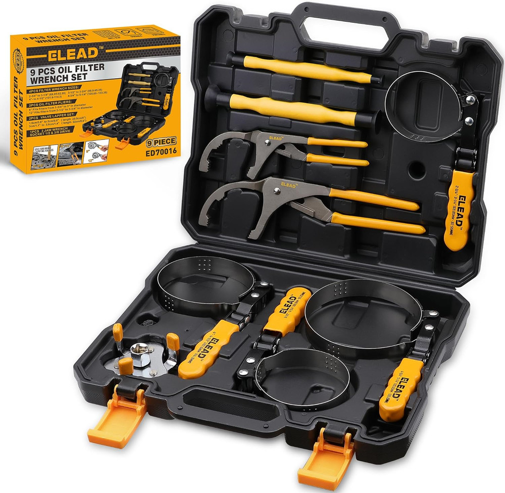 ELEAD 9-Piece Ultimate Oil Filter Wrench Set – Professional Oil Filter Removal