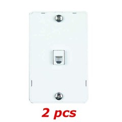 2 PACK – 1-Port Quick Mount RJ11 6P4C Wall Hanging Telephone Phone Plate – White