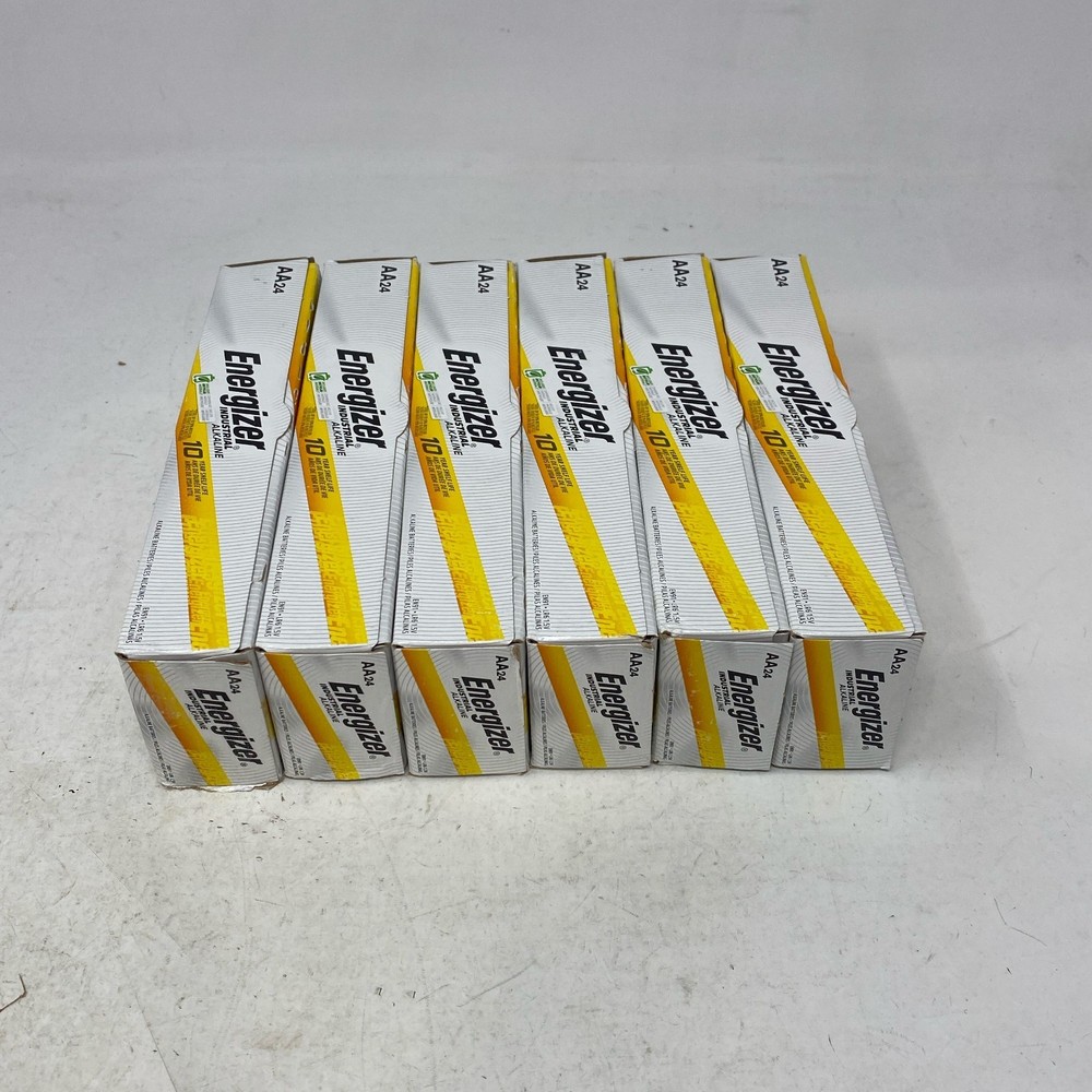 Energizer Industrial AA Alkaline 6×24 144 Batteries, Silver/Yellow
