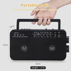 Portable AM FM Shortwave Radio with Bluetooth Speaker Plug in Wall, 3X D Cell Ba