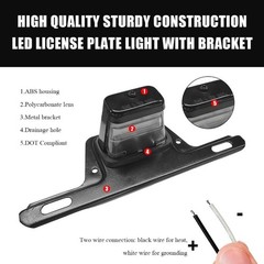License Plate Light, Waterproof 12V DC Lighted Licence Plate Hold Color: Black