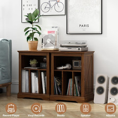 Farmhouse Record Player Stand, 3 Tier End Table, Turntable Stand with Vinyl Reco