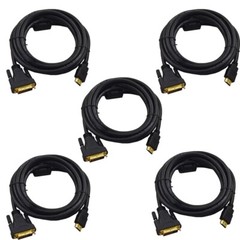 Premium 14ft HDMI Male to DVI Male Gold Adapter Cable HDTV 1080p LED LCD (5/pk)