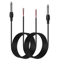 2-Pack 6FT Replacement 6.35mm Male Plug to Bare Wire Open End TS 2 Pole Mono
