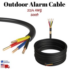 500ft Outdoor Alarm Security Cable 22/4 Gauge Solid CL2 Rated 4 Conductors CCA