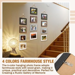 2 Set 4 x 6 Inch Wall Hanging Picture Frames Collage with 8 Openings, Rustic