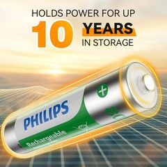 16 Pack Philips AAA Rechargeable Battery 1.2V Ni-MH 800mAh For Solar Lights