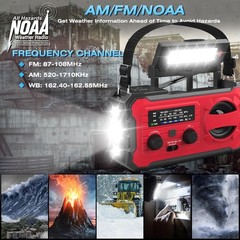 Emergency Solar Hand Crank Weather Radio 10000mAh Power Bank Charger Flash Light
