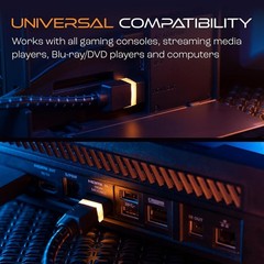 2-PACK Titan 8K LED HDMI Cable 3 ft Amber LED High Speed 48Gbps 8K 60Hz, 4K 120H