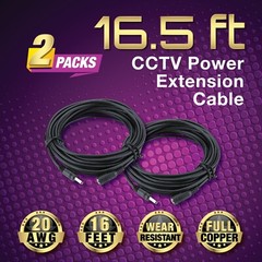5M DC 12V Power Extension Cable Cord For CCTV Security Camera DVR 2 Packs